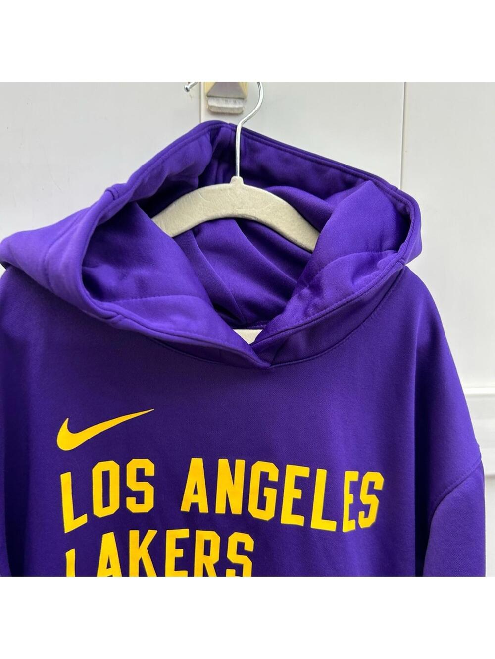Los Angeles Lakers Hoodie Purple NBA Basketball Nike DRI-FIT | Kids Large 14-16 - Picture 5 of 12